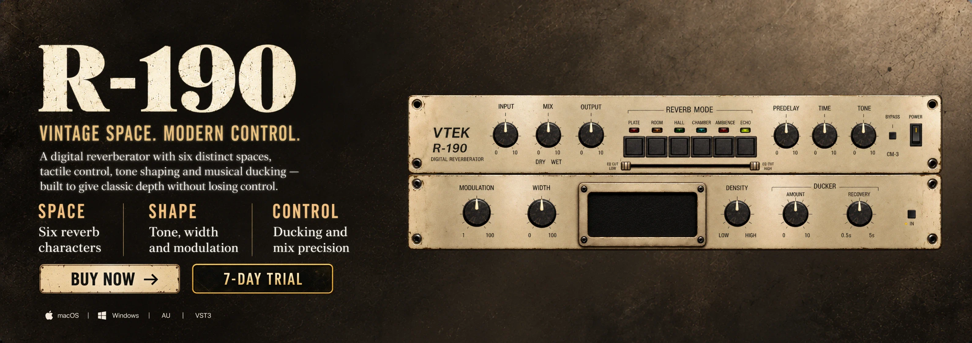 R-190 vintage reverb plugin by VTEK THE AUDIO